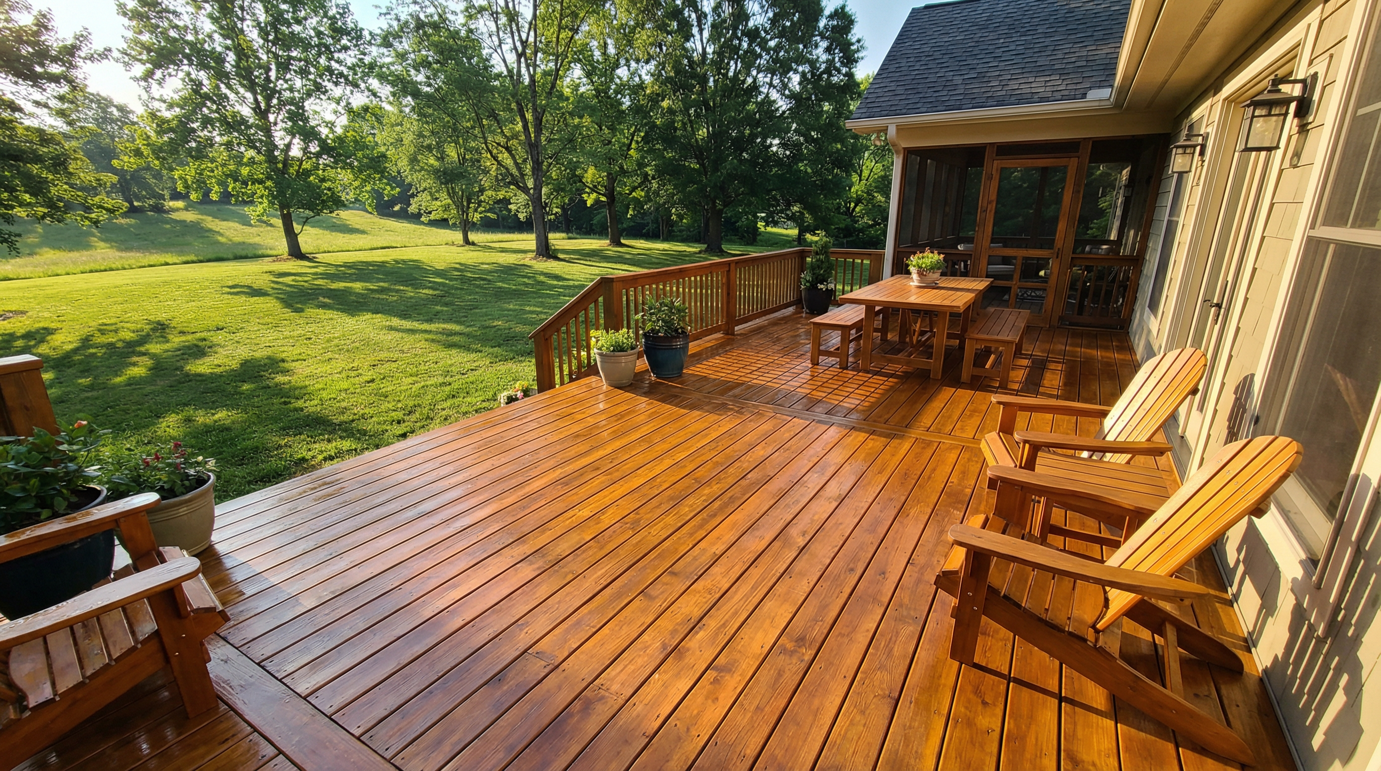 Professional deck staining